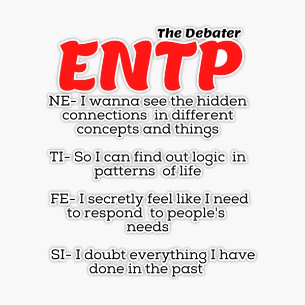 INTP MBTI Personality Type. Ti Ne Si Fe Sticker for Sale by Purestuff