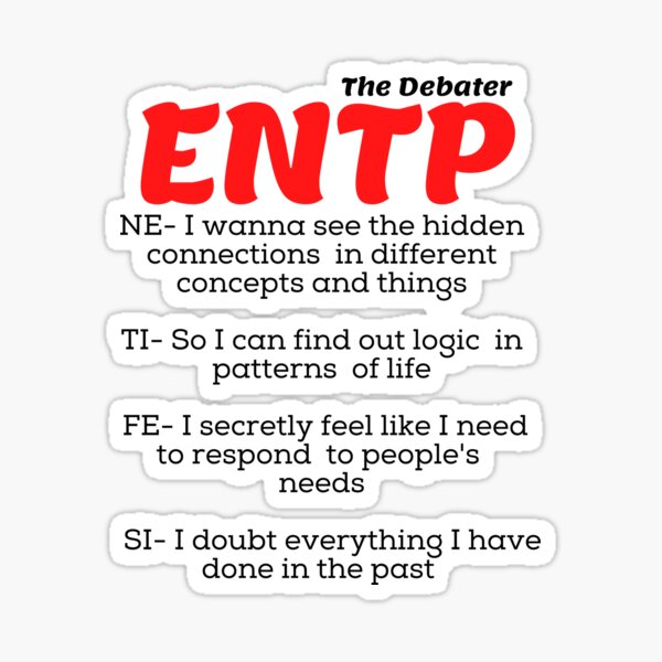 INTP MBTI Personality Type. Ti Ne Si Fe Sticker for Sale by Purestuff