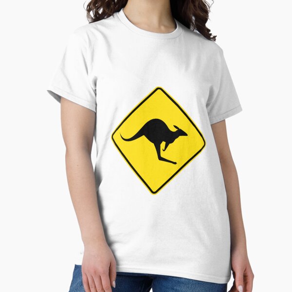 Vista previa del artículo con la obra «Señal de tráfico de canguro australiano», diseñado y vendido por maybeoffensive.