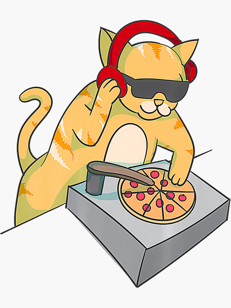 Funny and Cool DJ Cat' Sticker