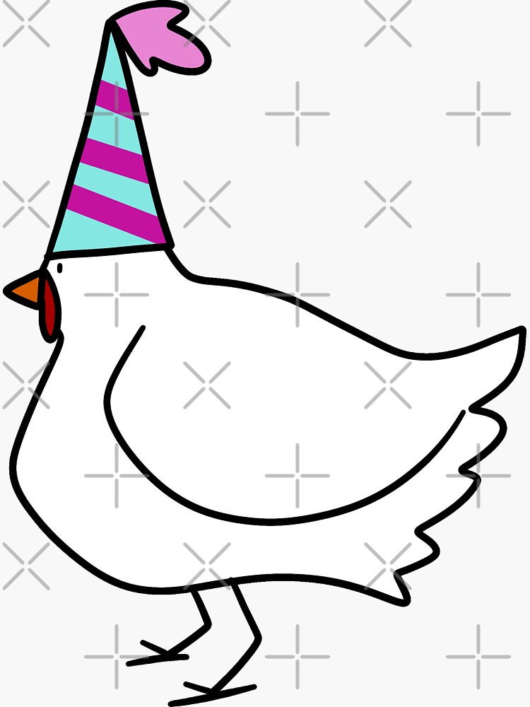 "Party Hat Chicken" Sticker for Sale by SaradaBoru Redbubble
