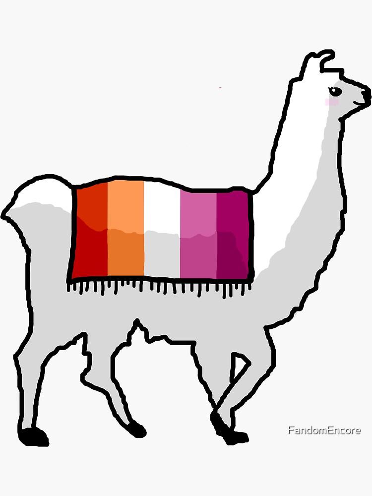 Lesbian Pride Flag Llama LGBTQ Llama with Blanket on Back Sticker