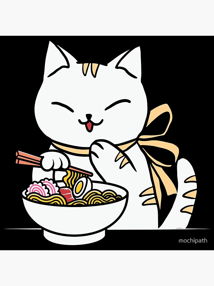 Cute Kawaii Cat Eating Ramen Poster For Sale By Mochipath Redbubble 4603