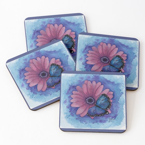 Item preview, Blue Butterfly Pink Flower designed and sold by chrissyturley.