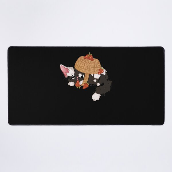 Item preview, Cottagecore Strawberries and a Black Cute Fluffy Cat designed and sold by FalkDania.