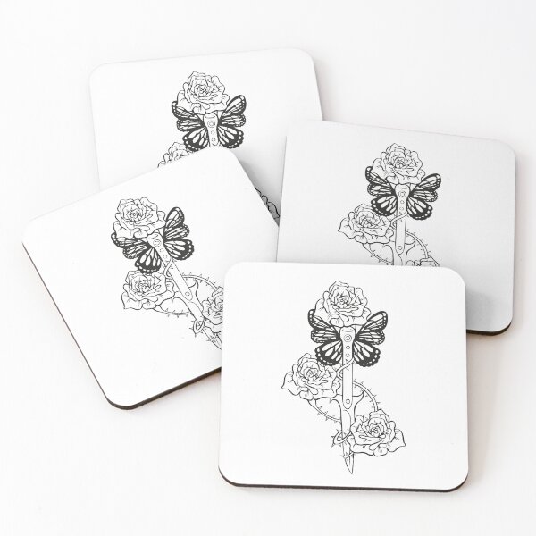 Item preview, Roses Knife Butterfly Tattoo Grunge Aesthetic Goth designed and sold by FalkDania.