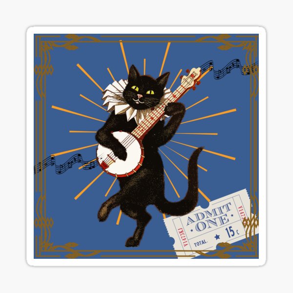 "Elizabethan Banjo Cat" Sticker for Sale by GLAMontheBubble Redbubble
