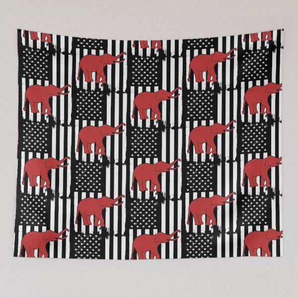 Item preview, Retro Elephant American Flag designed and sold by LittleShop79.