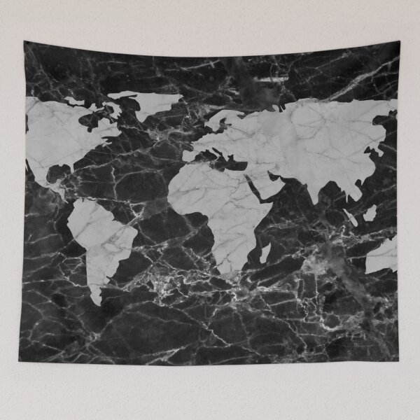 Item preview, Black marble world map  designed and sold by 2MB-.