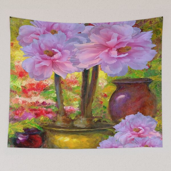 Item preview, TRADITIONAL PINK FLORAL STILL LIFE PAINTING ABSTRACT  ART designed and sold by sharlesart.