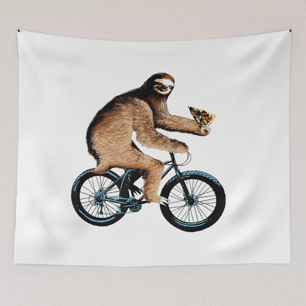 Item preview, Sloth Riding a Bicycle Eating Pizza designed and sold by andrewbrian.