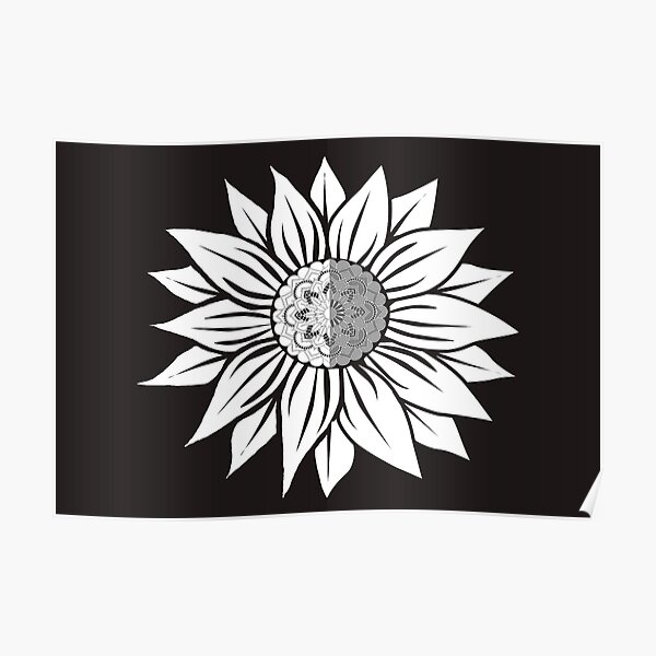 "Sunflower Black and White" Poster for Sale by VanJean Redbubble