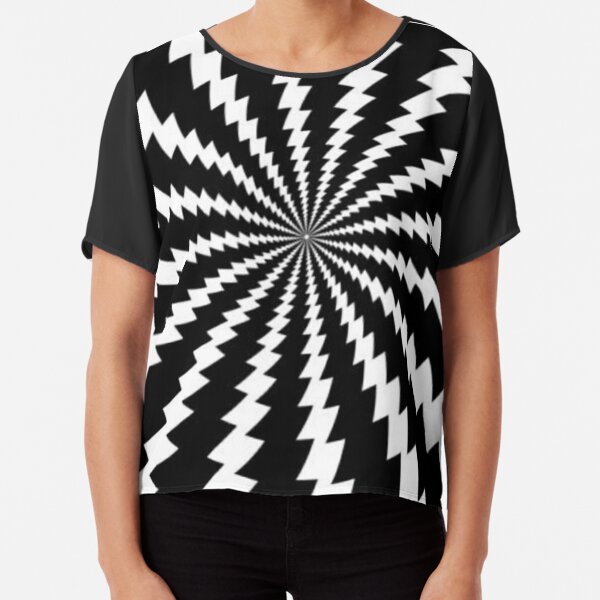 Black and white hypnotic illustion pattern Chiffon Top