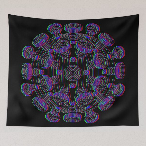 Item preview, fun virus triple image line art covid, covid19, coronavirus designed and sold by mirrorimages.