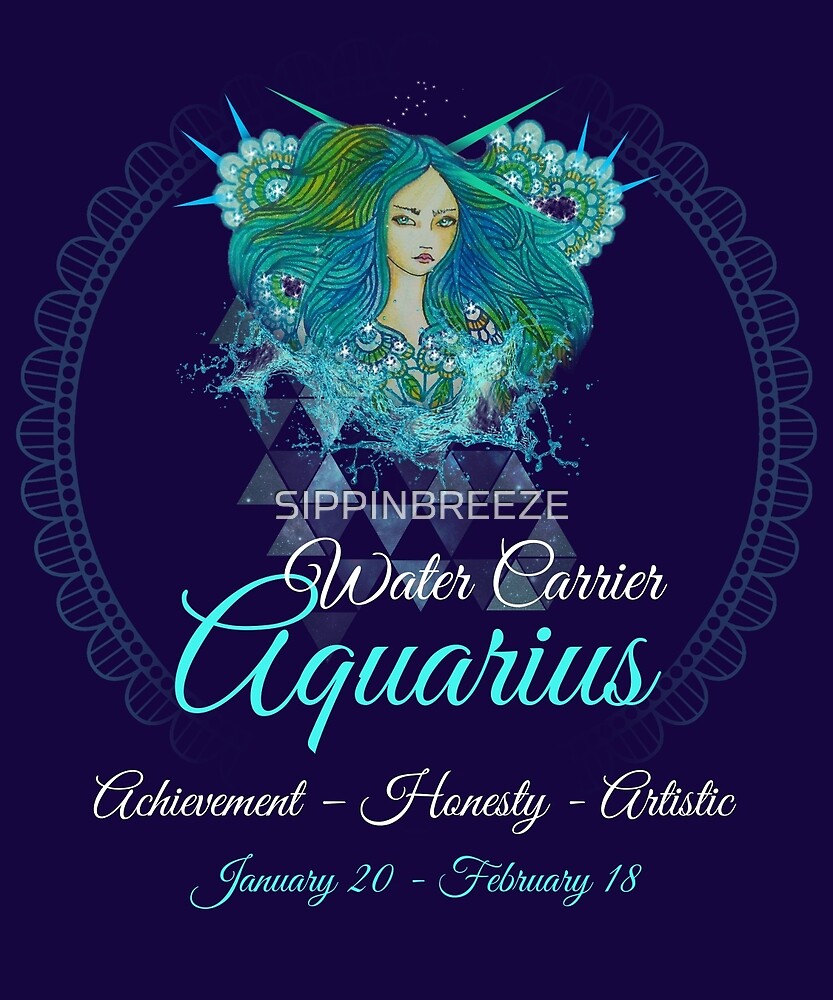"Aquarius Water Carrier Sign Astrology Zodiac Shirts & Gear" by