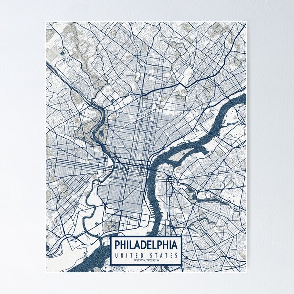 Item preview, Philadelphia City Map of Pennsylvania, USA - Coastal designed and sold by deMAP.
