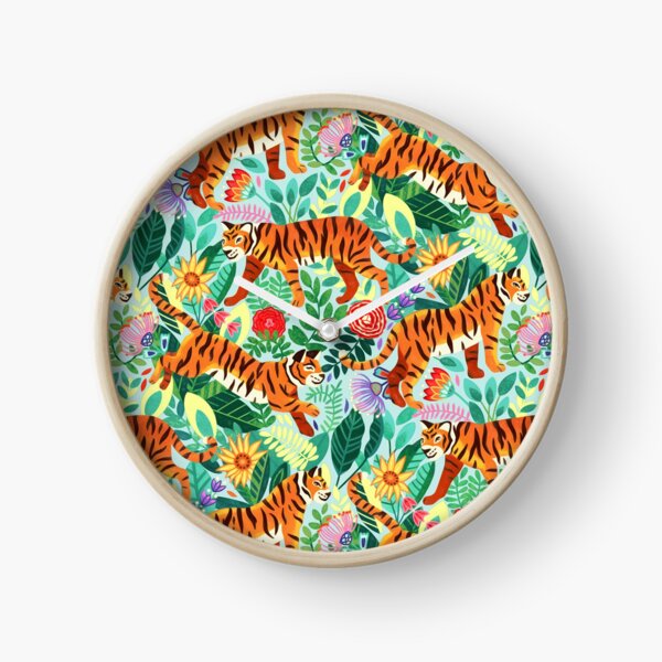Vista previa del artículo con la obra «Próspera Tiger Tangle y Funky Flora», diseñado y vendido por TigaTiga.