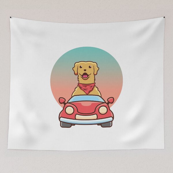Item preview, Golden Retriever Driving Front View - Dog Driving a Car Art designed and sold by thecatcouch.