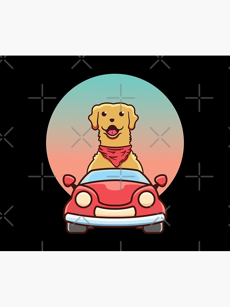 "Golden Retriever Driving Front View Dog Driving a Car Art" Poster by thecatcouch Redbubble