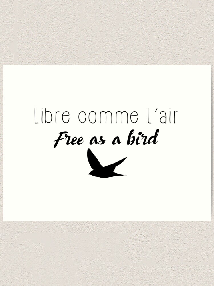 Libre Comme L Air Free As A Bird Art Print By Doodle1 Redbubble