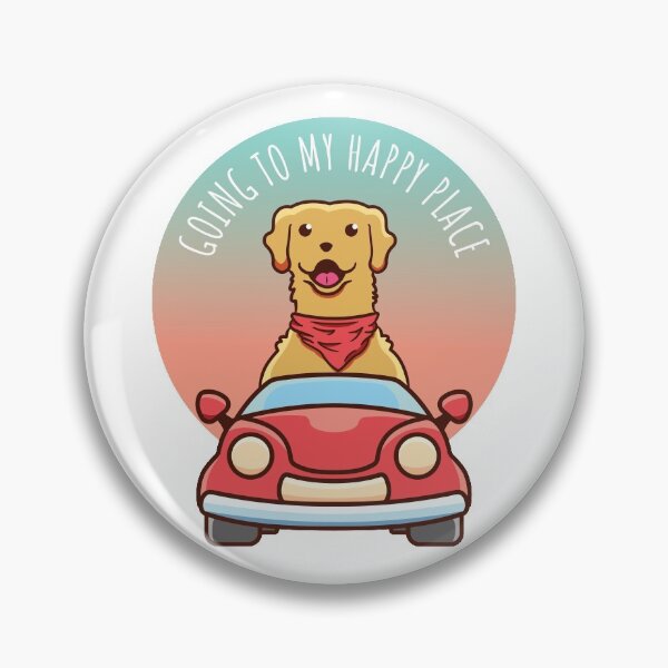 Item preview, Going to my Happy Place - Dog Driving a Car Golden Retriever Driving Art designed and sold by thecatcouch.