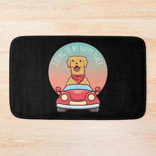 Item preview, Going to my Happy Place - Dog Driving a Car Golden Retriever Driving Art designed and sold by thecatcouch.