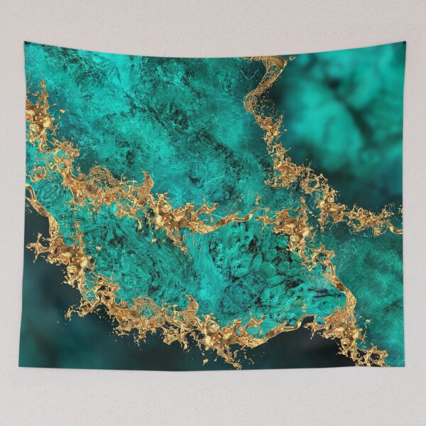 Item preview, Emerald Jade Gold Splatter Abstract designed and sold by k9printart.