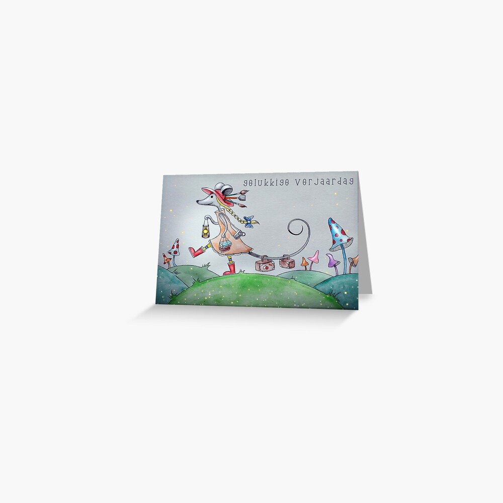 Gelukkige Verjaardag Happy Birthday In Dutch Language Dutch Birthday Card Adorable Mouse 