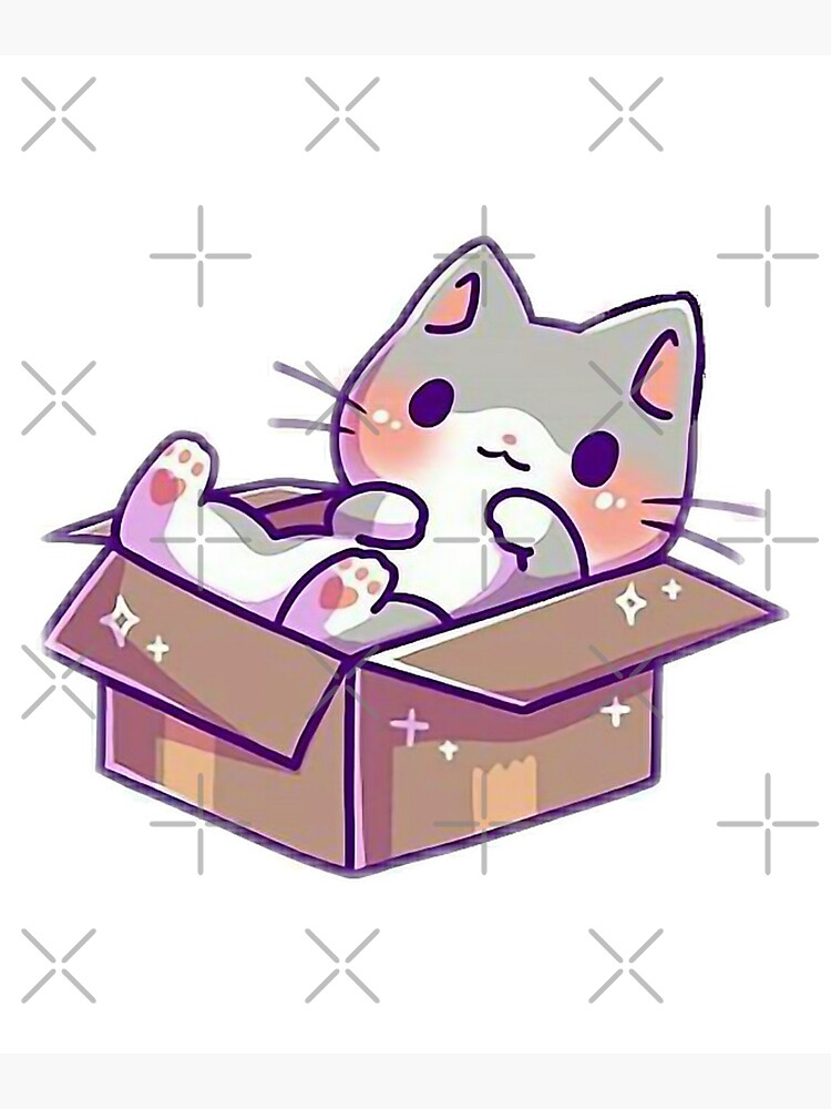 "Cute Japanese Cat in a Box" Poster for Sale by NITORLADO Redbubble