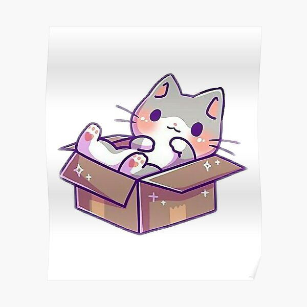 "Cute Japanese Cat in a Box" Poster for Sale by NITORLADO Redbubble