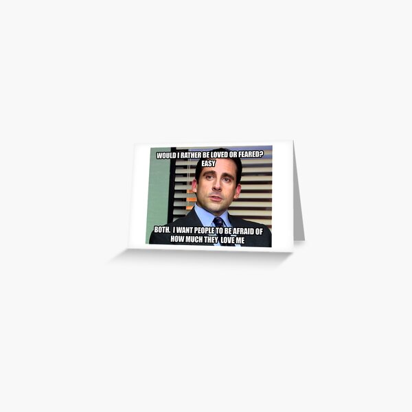 Vista previa del artículo con la obra «Michael Scott ¿Preferiría ser amado o temido?», diseñado y vendido por zlapr.