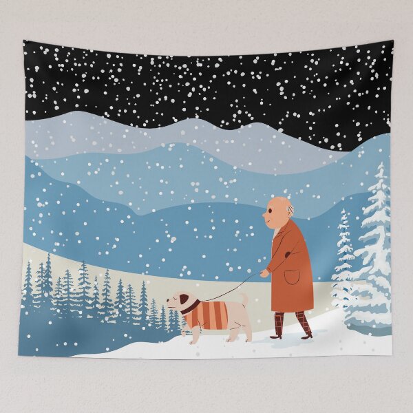 Item preview,  DOG WALK IN THE SNOW designed and sold by PotluckPrints.