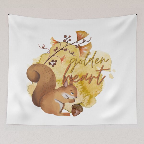 Item preview, Golden Heart Watercolour Autumn Squirrel designed and sold by LoveofDog.