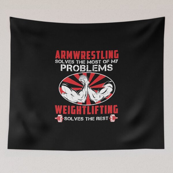 Item preview, Arm Wrestling Weightlifting Barbell USA Flag designed and sold by StrongShirts.