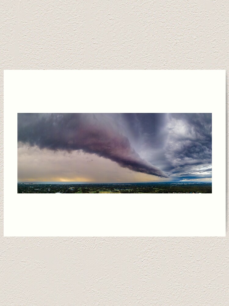 "Panoramic Side of Menacing Apocalyptic Storm Front Shelf Cloud Rolling