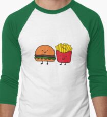 Best Friends Forever T-shirt Cool Hamburger and Fries Potatoes Emoticon Tshirt Men's Baseball ¾ T-Shirt