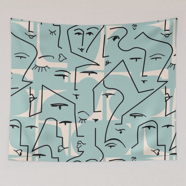 Item preview, ~ abstract faces blue ~ designed and sold by aurealia designs.
