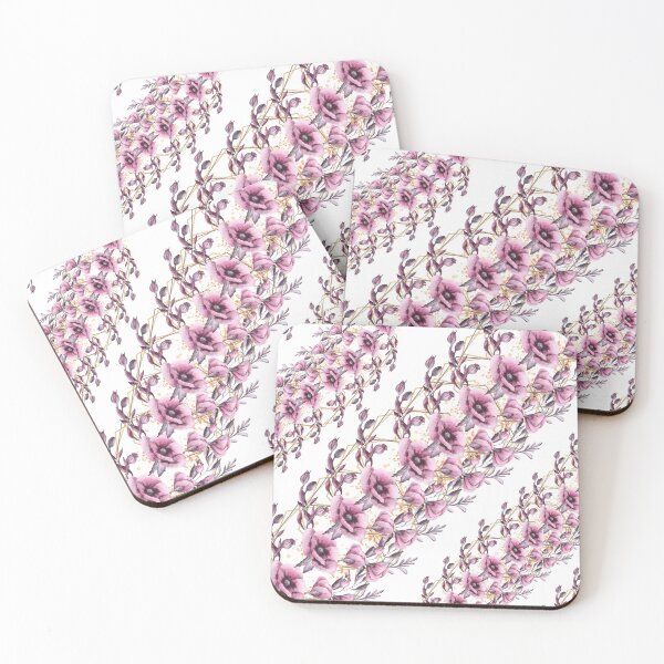 Item preview, purple and golden watercolor  flower frames designed and sold by bano12.