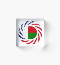 Madagascan American Multinational Patriot Flag Series Acrylic Block