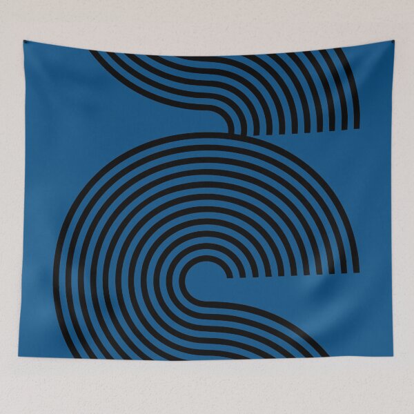 Item preview, Cobalt Royal Blue Line Pattern Mid Century Modern designed and sold by Inogitna Designs.