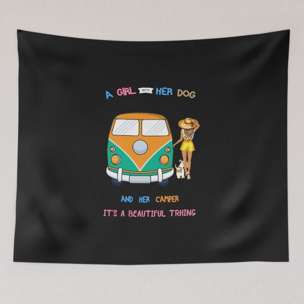 Item preview, A Girl Her Dog And Her Camper It's Beautiful Thing Camping DESIGN designed and sold by OUSS  SQUARE⭐⭐⭐⭐⭐.