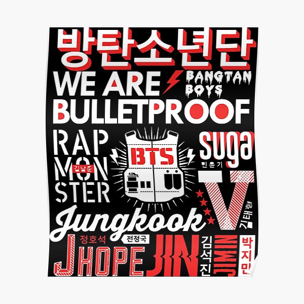 Bts Collage Red Poster For Sale By Hallyupunch Redbubble