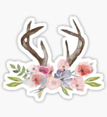 Rustikale Aquarell Wildblumen und Geweihe Sticker