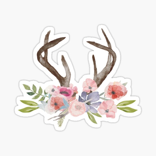 Item preview, Rustic Watercolor Wildflowers and Antlers designed and sold by Star Stream Design.