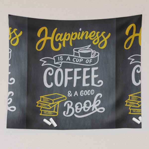 Item preview, Happiness is a cup of Coffee and a good book — ☕ Coffee blackboard lettering quote designed and sold by GreekTavern1979.