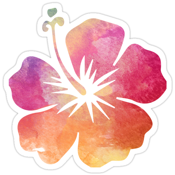 hibiscus water color flower stickers by designs111