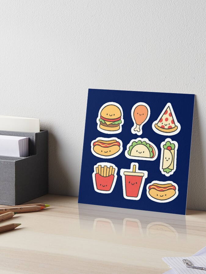 Fast Food Stickers Art Print for Sale by kawaiistudio