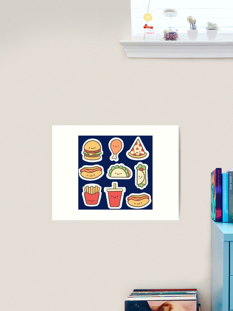 Fast Food Stickers Art Print for Sale by kawaiistudio