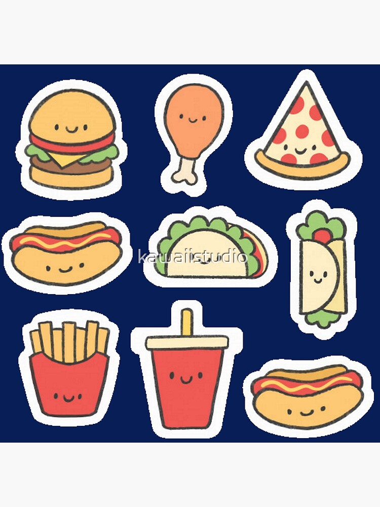 Fast Food Stickers Sticker for Sale by kawaiistudio