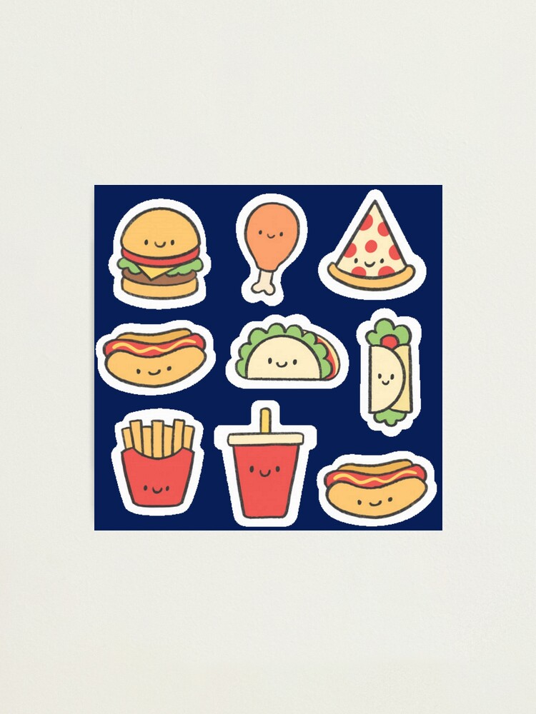 fast food stickers photographic print by kawaiistudio redbubble